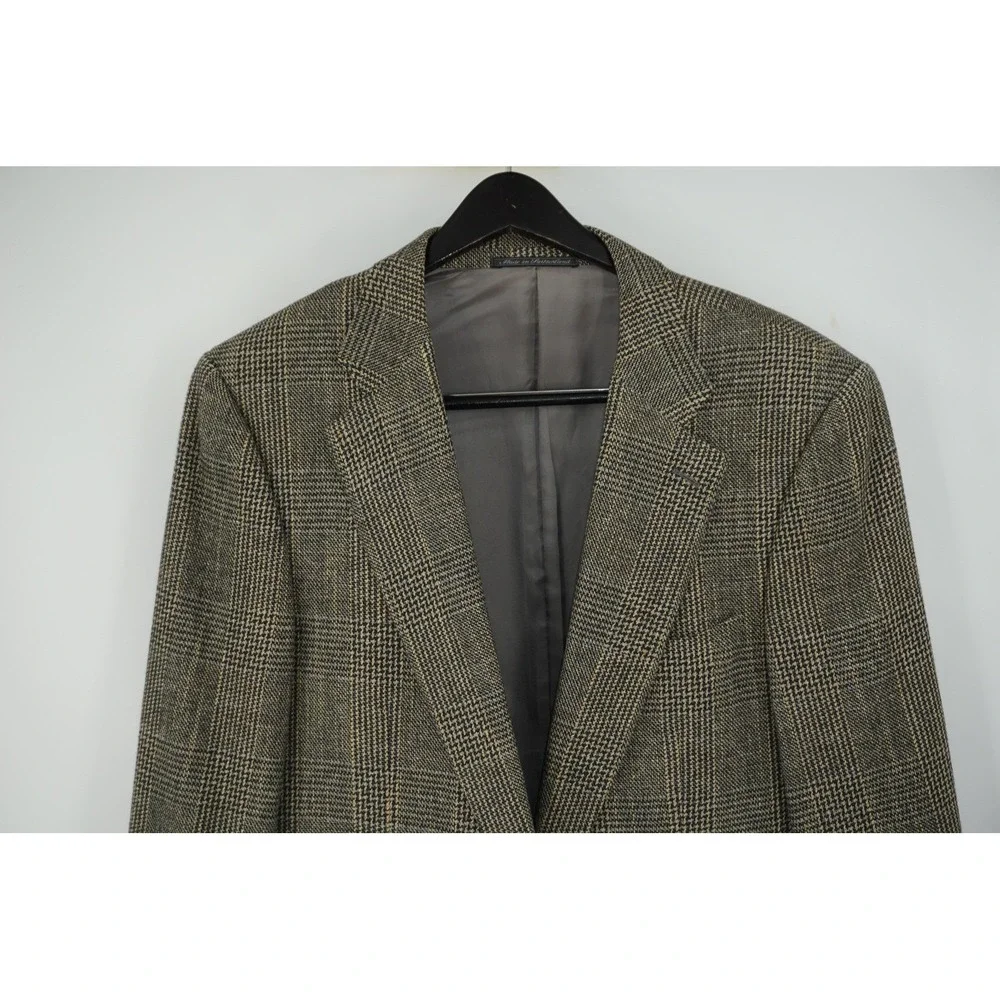 Ermenegildo Zegna Sport Coat Brown Plaid Silk Wool Tweed Men's IT 52 42R